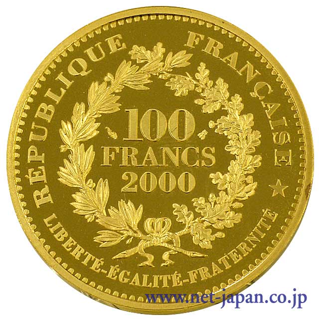 裏：100フラン金貨