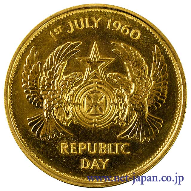 裏：ガーナ共和国建国記念2ポンド金貨