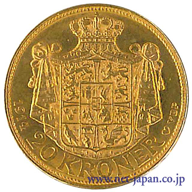 裏： クリスチャン10世20クローネ金貨