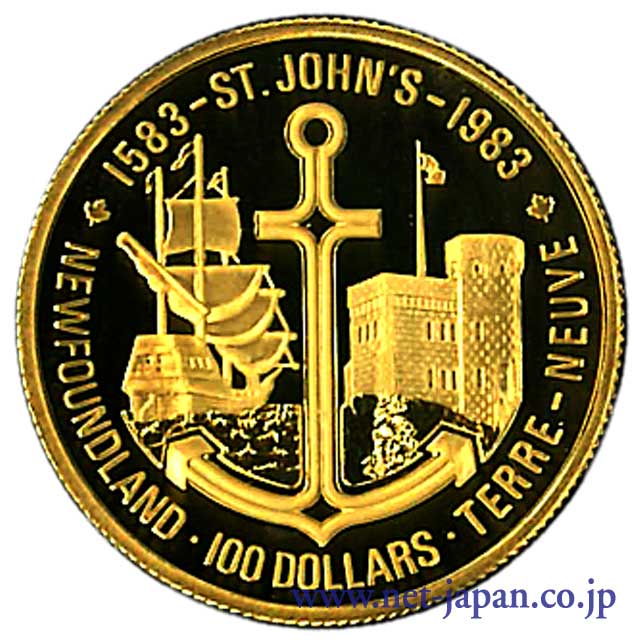 表：カナダセント・ジョンズ100ドル金貨