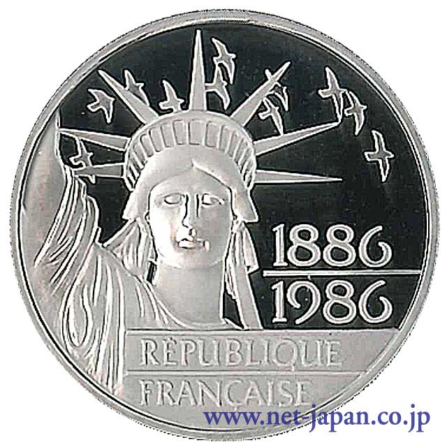 表：自由の女神100フランプラチナ貨