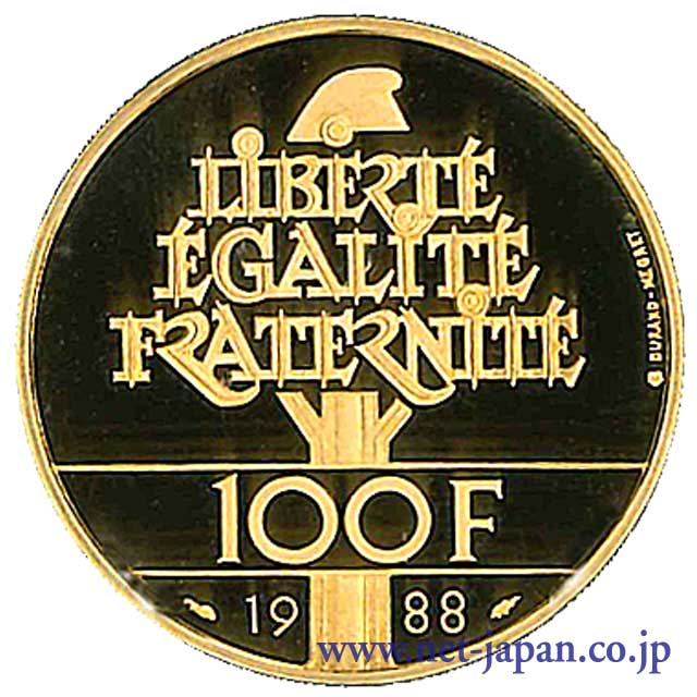 裏：フランス100フラン金貨