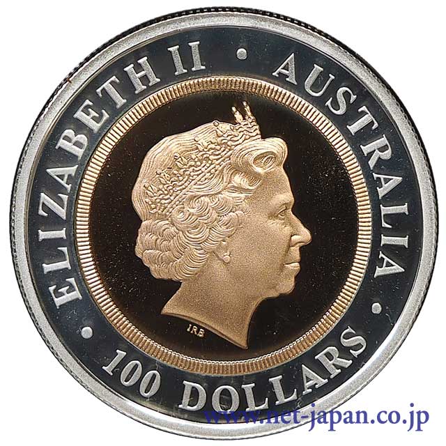 表：パース・ミント百周年バイメタル100ドル金貨