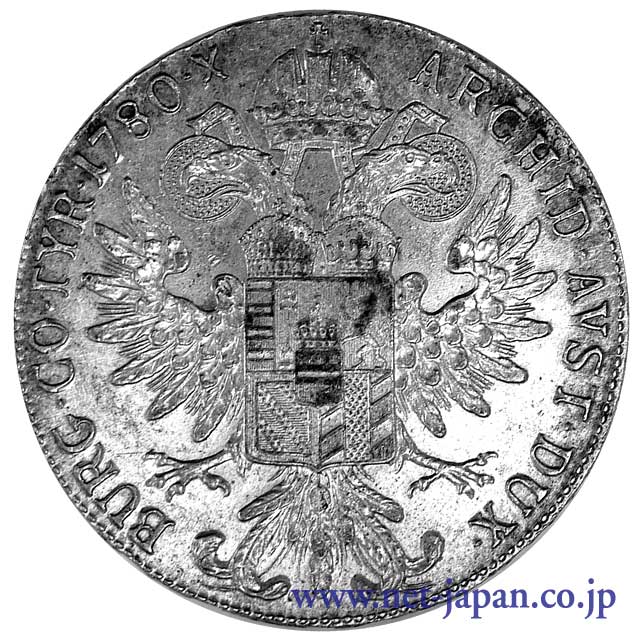 裏：オーストリアターラー銀貨