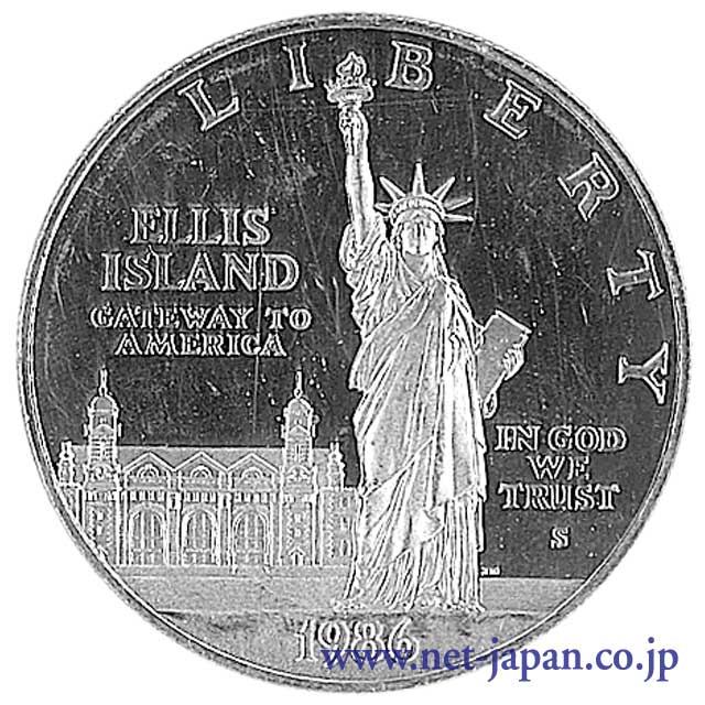 表：自由の女神100年祭1ドル銀貨